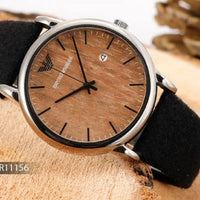 Emporio Armani Luigi Analog Brown Dial Black Leather Strap Watch For Men - AR11156