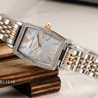 Emporio Armani Gianni T Bar White Mother Of Pearl Dial Two Tone Steel Strap Watch For Women - AR11519