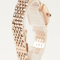 Emporio Armani Gianni T-Bar Analog Crystal Brown Dial Rose Gold Steel Strap Watch For Women - AR11407