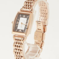 Emporio Armani Gianni T-Bar Analog Crystal Brown Dial Rose Gold Steel Strap Watch For Women - AR11407