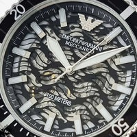 Emporio Armani Meccanico Automatic Black Dial Black Silicone Strap Watch For Men - AR60062
