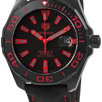 Tag Heuer Aquaracer Caliber 5 Black Dial Black Nylon Strap Watch for Men - WAY208A.FC6381