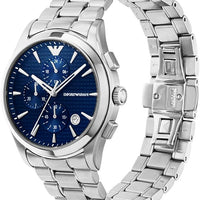 Emporio Armani Chronograph Blue Dial Silver Steel Strap Watch For Men - AR11528