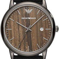 Emporio Armani Luigi Analog Brown Dial Black Leather Strap Watch For Men - AR11156