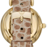 Emporio Armani Gianni T Bar Crystals Silver Dial Brown Leather Strap Watch For Women - AR11518