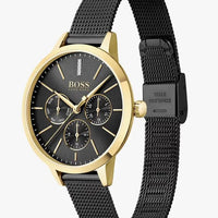 Hugo Boss Women's 1502601 Symphony Gold-Tone and Black Mesh Bracelet Watch