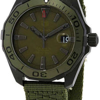 Tag Heuer Aquaracer Automatic Green Dial Khakhi Green Nylon Strap Watch for Men - WAY208E.FC8222