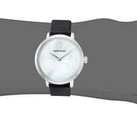 Emporio Armani Modern White Dial Black Leather Strap Watch For Women - AR11159