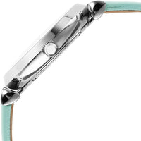 Emporio Armani Gianni T Bar Analog Crystals Silver Dial Blue Leather Strap Watch For Women - AR11443