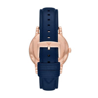 Emporio Armani Meccanico Automatic Blue Dial Blue Leather Strap Watch For Men - AR60050