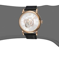 Emporio Armani Luigi Automatic Silver Dial Black Leather Strap Watch For Men - AR60013