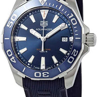 Tag Heuer Aquaracer Blue Dial Blue Rubber Strap Watch for Men - WAY111C.FT6155