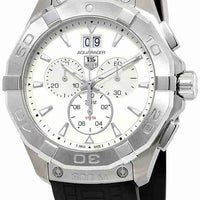 Tag Heuer Aquaracer Chronograph White Dial Black Rubber Strap Watch for Men - CAY1111.FT6041