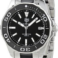 Tag Heuer Aquaracer Quartz Black Dial Two Tone Steel Strap Watch for Men - WAY131A.BA0913
