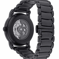 Emporio Armani Meccanico Skeleton Black Dial Black Steel Strap Watch For Men - AR60045