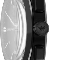 Emporio Armani Claudio Chronograph Black Dial Black Leather Strap Watch For Men - AR11483