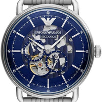 Emporio Armani Aviator Multifunction Blue Dial Silver Mesh Bracelet Watch For Men - AR60024