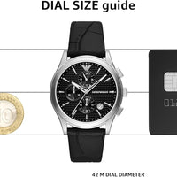 Emporio Armani Paolo Chronograph Black Dial Black Leather Strap Watch For Men - AR11530