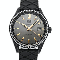 Tag Heuer Carrera Diamonds Anthracite Black Dial Black Leather Strap Watch for Women - WAR1115.FC6392