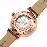 Emporio Armani Gianni T-Bar Mother of Pearl White Dial Red Leather Strap Watch For Women - AR60048