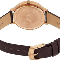 Emporio Armani Quartz Grey Dial Brown Leather Strap Watch For Women - AR11172