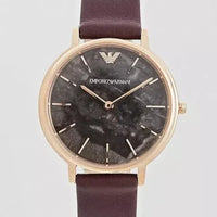 Emporio Armani Quartz Grey Dial Brown Leather Strap Watch For Women - AR11172