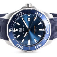 Tag Heuer Aquaracer Quartz Blue Dial Blue Rubber Strap Watch for Men - WAY101C.FT6153