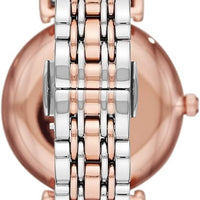 Emporio Armani Gianni T Bar Quartz White Dial Two Tone Steel Strap Watch For Women - AR80035
