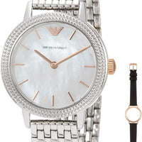 Emporio Armani Interchangeable Analog Mother of Pearl Dial Silver Steel Strap Watch For Women - AR80020