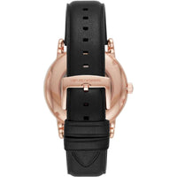 Emporio Armani Luigi Automatic Silver Dial Black Leather Strap Watch For Men - AR60013