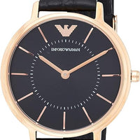 Emporio Armani Kappa Quartz Black Dial Black Leather Strap Watch For Women - AR11064