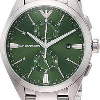 Emporio Armani Chronograph Green Dial Silver Steel Strap Watch For Men - AR11480