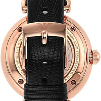 Emporio Armani Gianni T Bar Mother of Pearl White Dial Black Leather Strap Watch For Women - AR60047