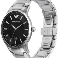 Emporio Armani Renato Quartz Black Dial Silver Steel Strap Watch For Men - AR11181