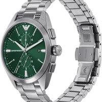 Emporio Armani Chronograph Green Dial Silver Steel Strap Watch For Men - AR11480