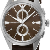 Emporio Armani Claudio Chronograph Brown Dial Brown Leather Strap Watch For Men - AR11482
