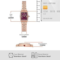 Emporio Armani Two Hand Diamonds Burgundy Dial Rose Gold Steel Strap Watch For Women - AR11488