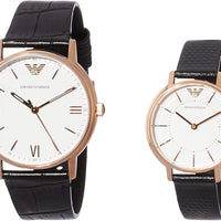 Emporio Armani Kappa Quartz White Dial Black Leather Strap Watch For Men - AR80015