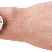 Emporio Armani Gianni T-Bar Silver Dial Rose Gold Steel Strap Watch For Women - AR60023