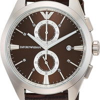Emporio Armani Claudio Chronograph Brown Dial Brown Leather Strap Watch For Men - AR11482