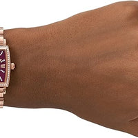Emporio Armani Two Hand Diamonds Burgundy Dial Rose Gold Steel Strap Watch For Women - AR11488