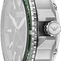 Emporio Armani Diver Automatic Green Dial Silver Steel Strap Watch For Men - AR60061