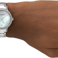 Emporio Armani Cleo Crystals Mother Of Pearl Dial Silver Steel Strap Watch For Women - AR11484