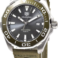 Tag Heuer Aquaracer Black Dial Khakhi Green NATO Strap Watch for Men - WAY101E.FC8222