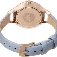 Emporio Armani Aurora Quartz Mother of Pearl White Dial Blue Leather Strap Watch For Women - AR11109