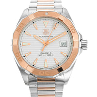 Tag Heuer Aquaracer Calibre 5 Automatic White Dial Two Tone Steel Strap Watch for Men - WAY2150.BD0911