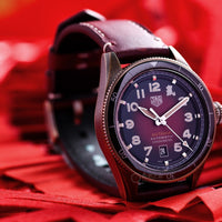 Tag Heuer Autavia Calibre 5 Chinese New Year Maroon Dial Maroon Leather Strap Watch for Men - WBE5193.FC8300