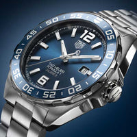 Tag Heuer Formula 1 Bucherer Blue Edition Blue Dial Silver Steel Strap Watch for Men - WAZ2015.BA0842