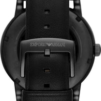 Emporio Armani Luigi Automatic Skeleton Black Dial Black Leather Strap Watch For Men - AR60012