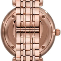 Emporio Armani Gianni T-Bar Crystals Silver Dial Rose Gold Steel Strap Watch For Women - AR11446